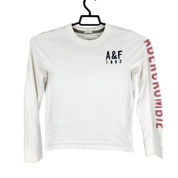 Mens White Abercrombie & Fitch Muscle Fit Shirt Long Sleeve Crew Neck Size M - Picture 1 of 8